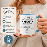 Personalized Mom Mug with Kids' Names – Fully Customizable Fist Bump Coffee Mug