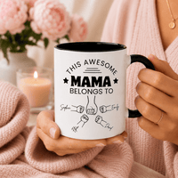 Personalized Mom Mug with Kids' Names – Fully Customizable Fist Bump Coffee Mug