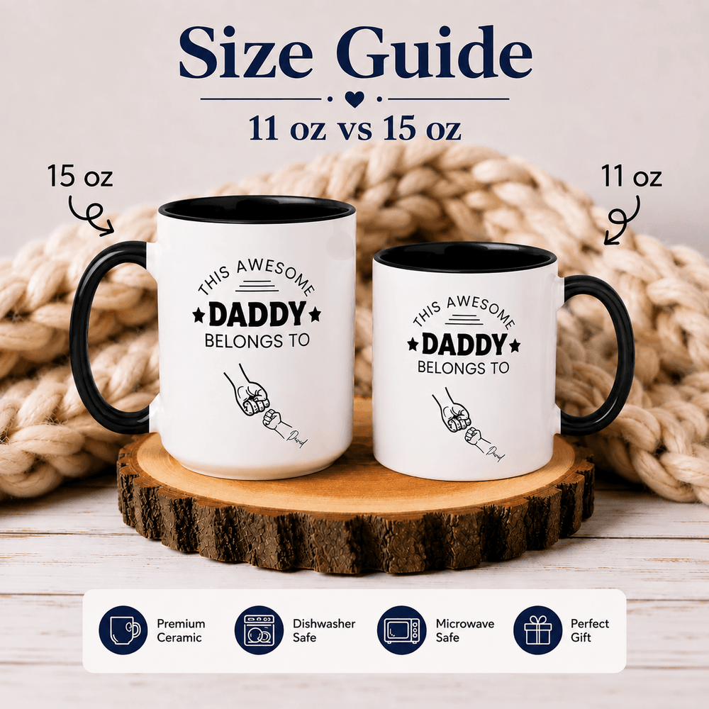 Personalized Dad Mug with Kids' Names – Fully Customizable Fist Bump Coffee Mug