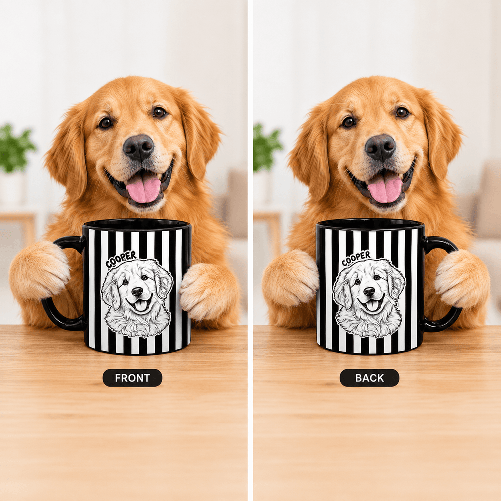 Personalized Dog Mug – Custom Pet Mug with Line Art Portrait