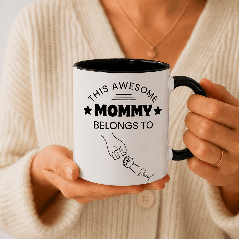 Personalized Mom Mug with Kids' Names – Fully Customizable Fist Bump Coffee Mug