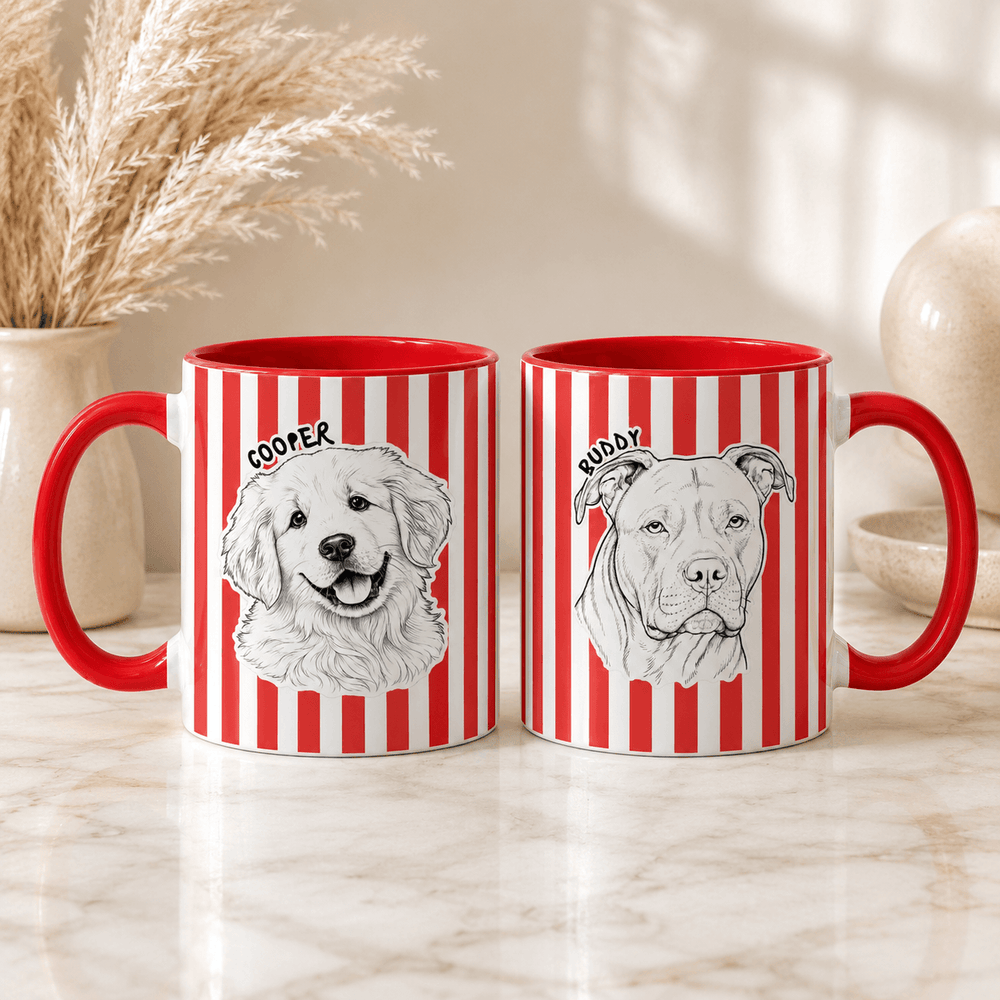 Personalized Dog Mug – Custom Pet Mug with Line Art Portrait