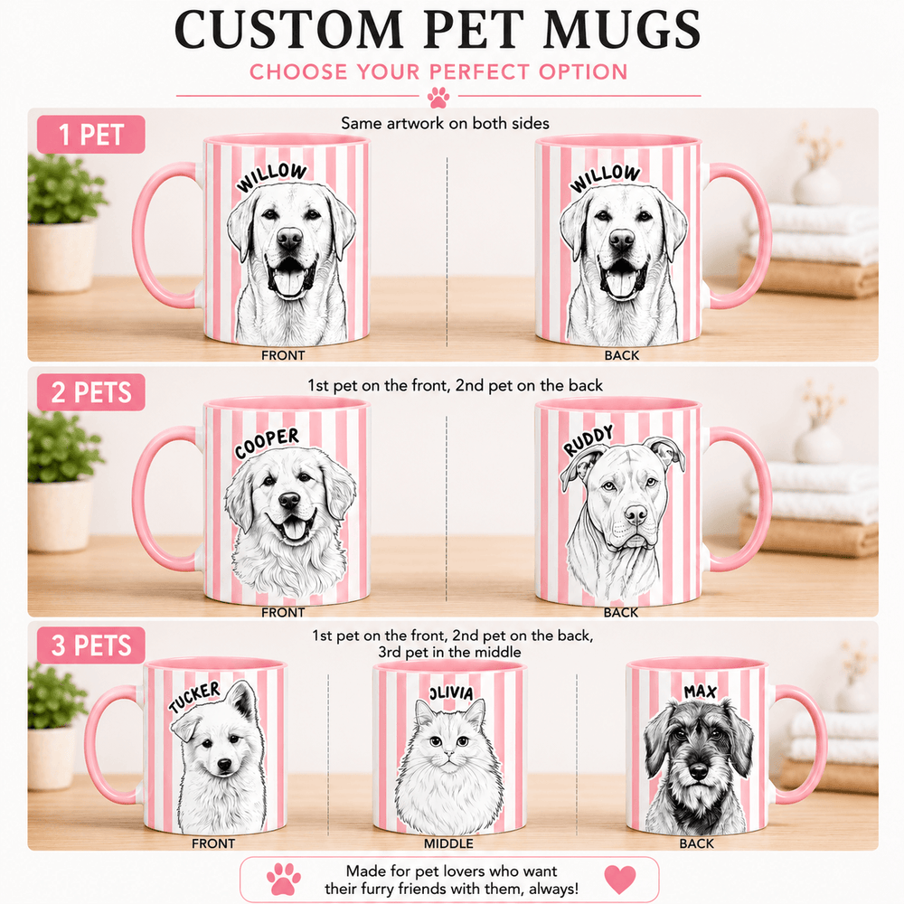 Personalized Dog Mug – Custom Pet Mug with Line Art Portrait