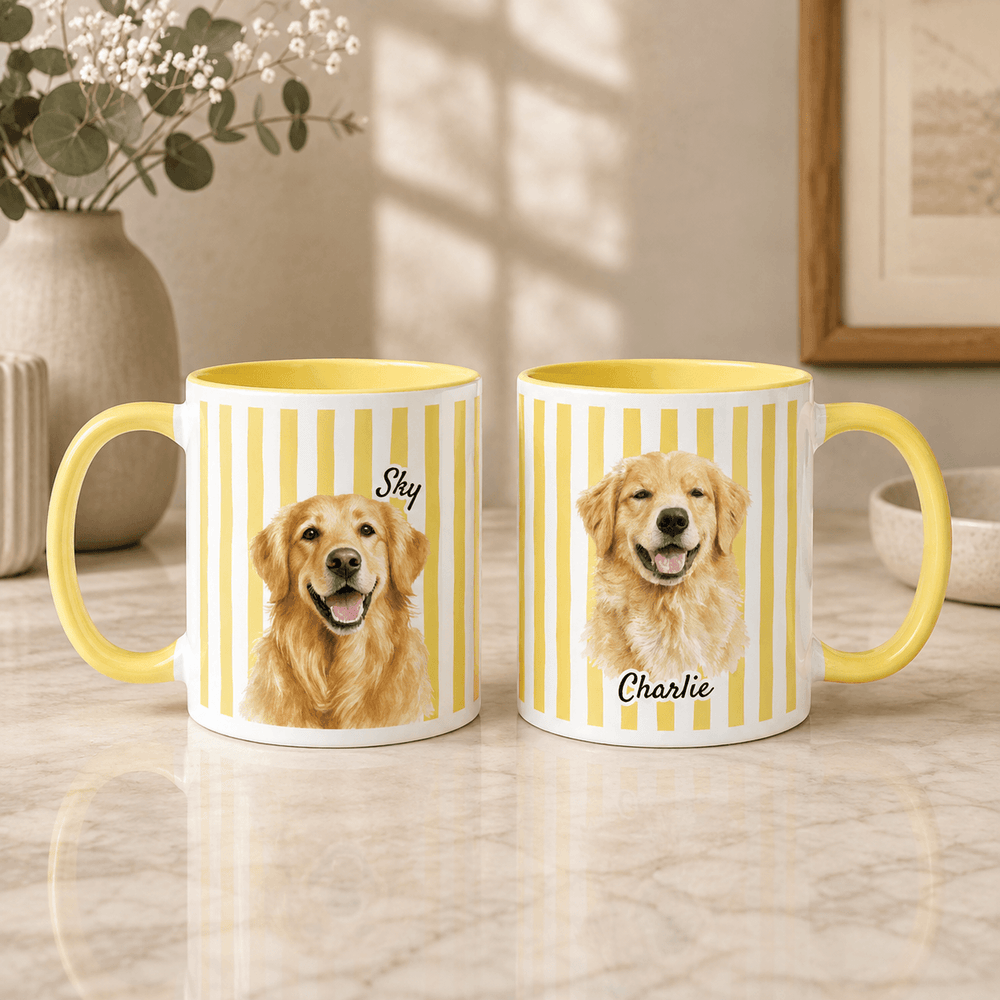 Personalized Dog Mug – Custom Pet Mug with Watercolor Portrait
